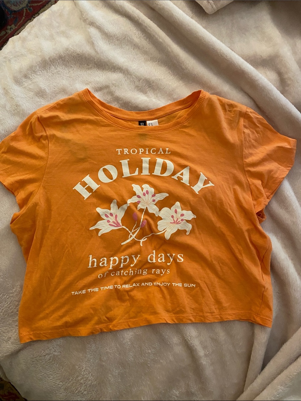 H&M Orange Tropical Holiday Graphic Tee